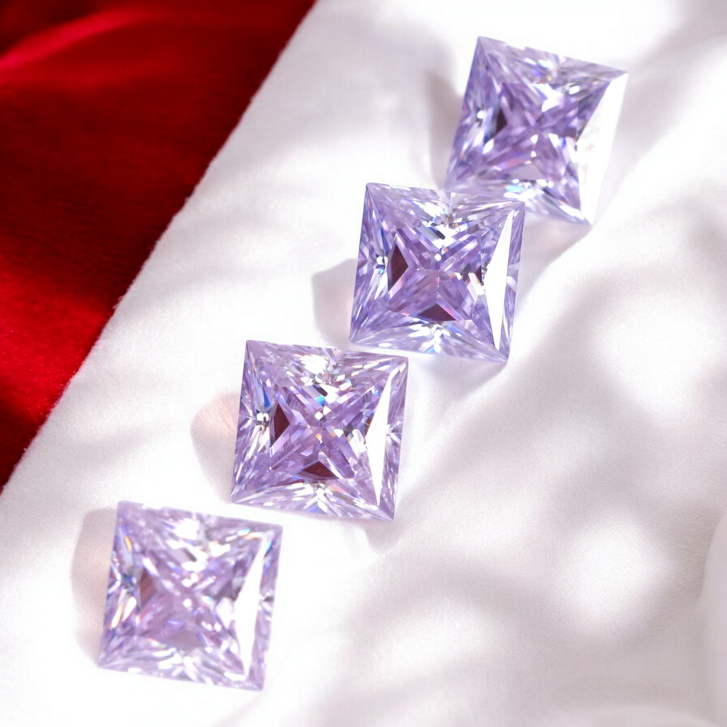 Lavender Princess Cut Moissanites