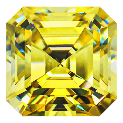 Vivid Canary Yellow Asscher Cut Moissanites