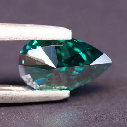 Emerald Green Pear Cut Moissanites