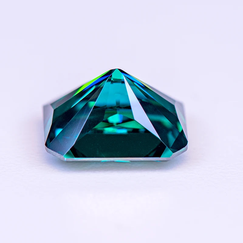 Emerald Green Radiant Cut Moissanites