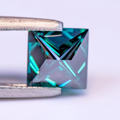 Emerald Green Princess Cut Moissanites