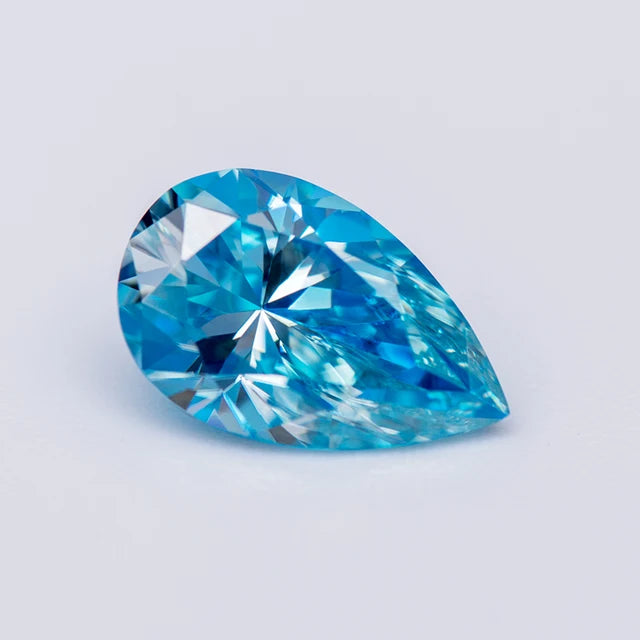 Sea Blue Pear Cut Moissanites