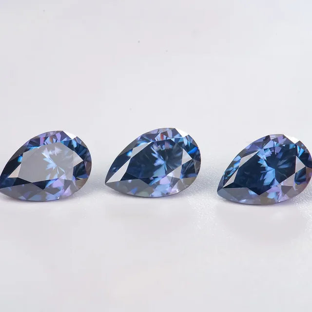 Royal Blue Pear Cut Moissanites