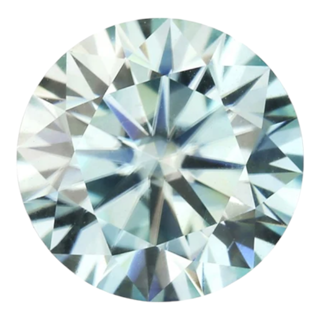 Baby Blue Round Brilliant Cut Moissanites