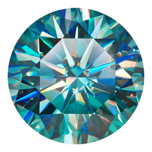 Bluish Green Round Brilliant Cut Moissanites