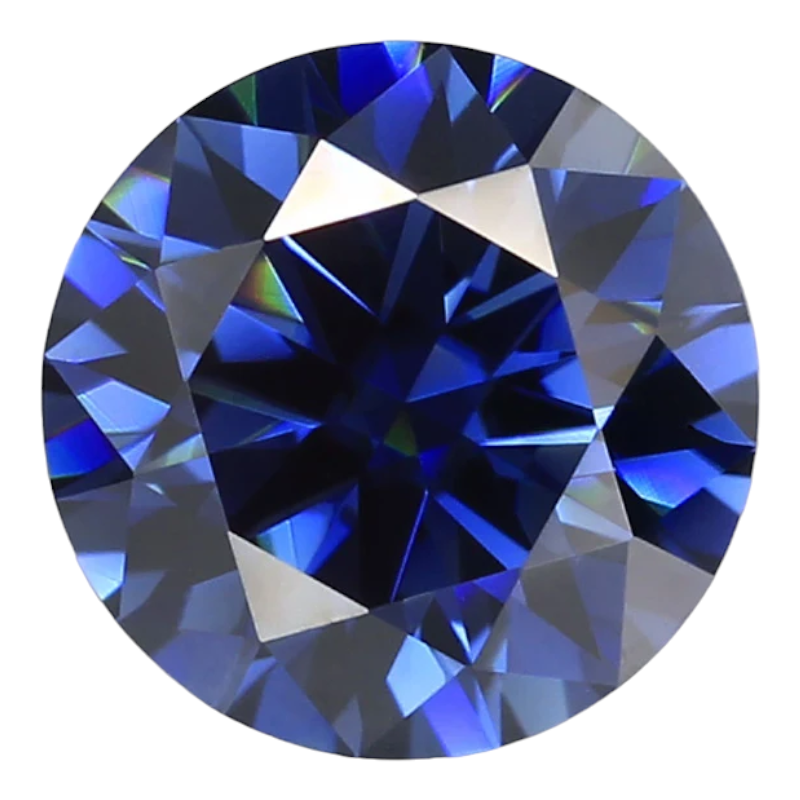 Royal Blue Round Brilliant Cut Moissanites