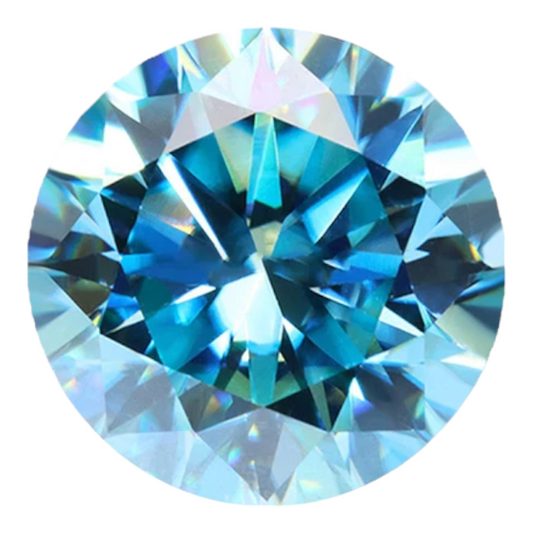 Sea Blue Round Brilliant Cut Moissanites