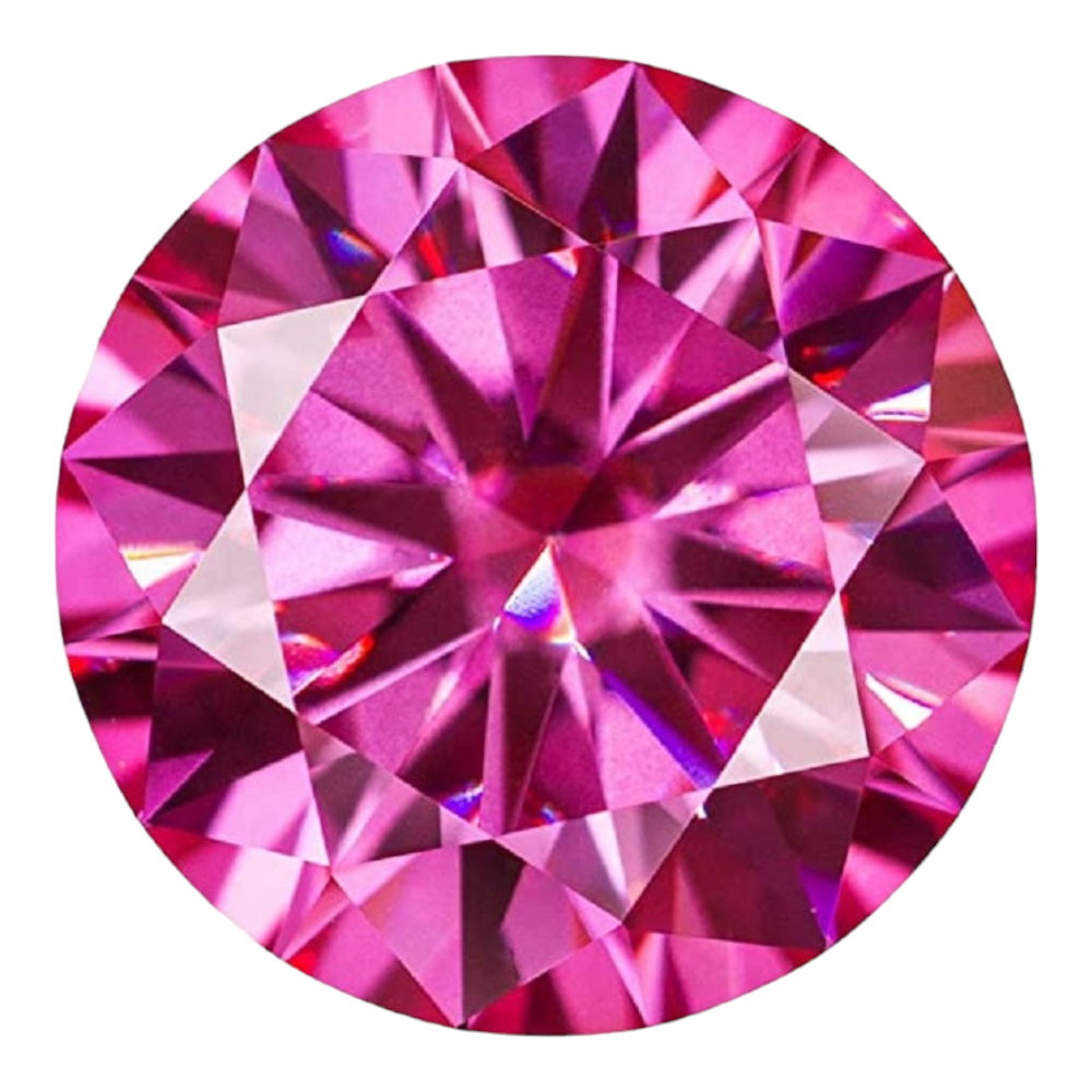 Vivid Pink Round Brilliant Cut Moissanites