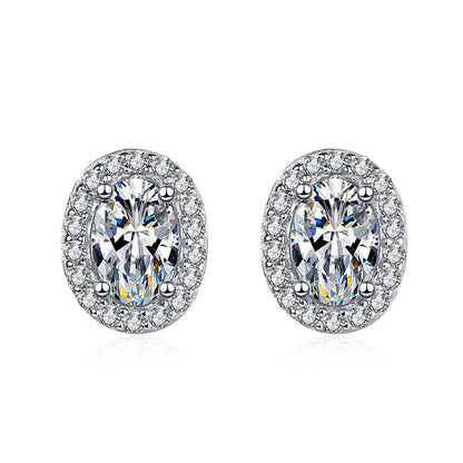 Dazzling Delights Oval Cut Moissanite Halo Stud Earrings