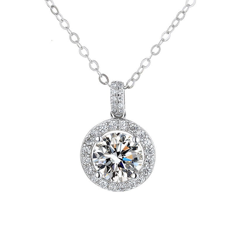 Dazzling Delights Moissanite Halo Pendant Necklace