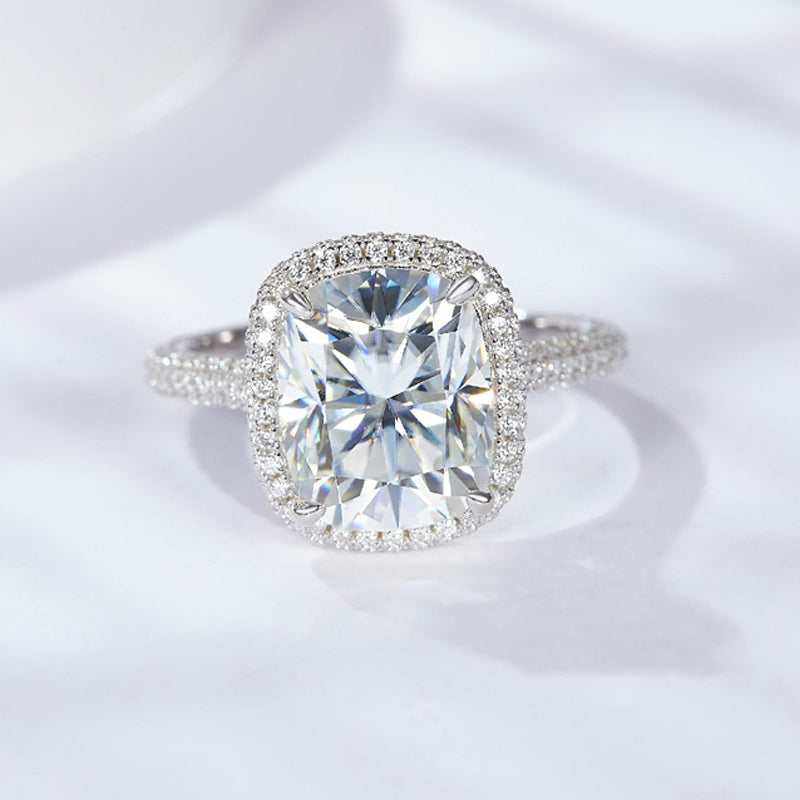 Dazzling Delights 5ct Cushion Cut Moissanite Halo Ring