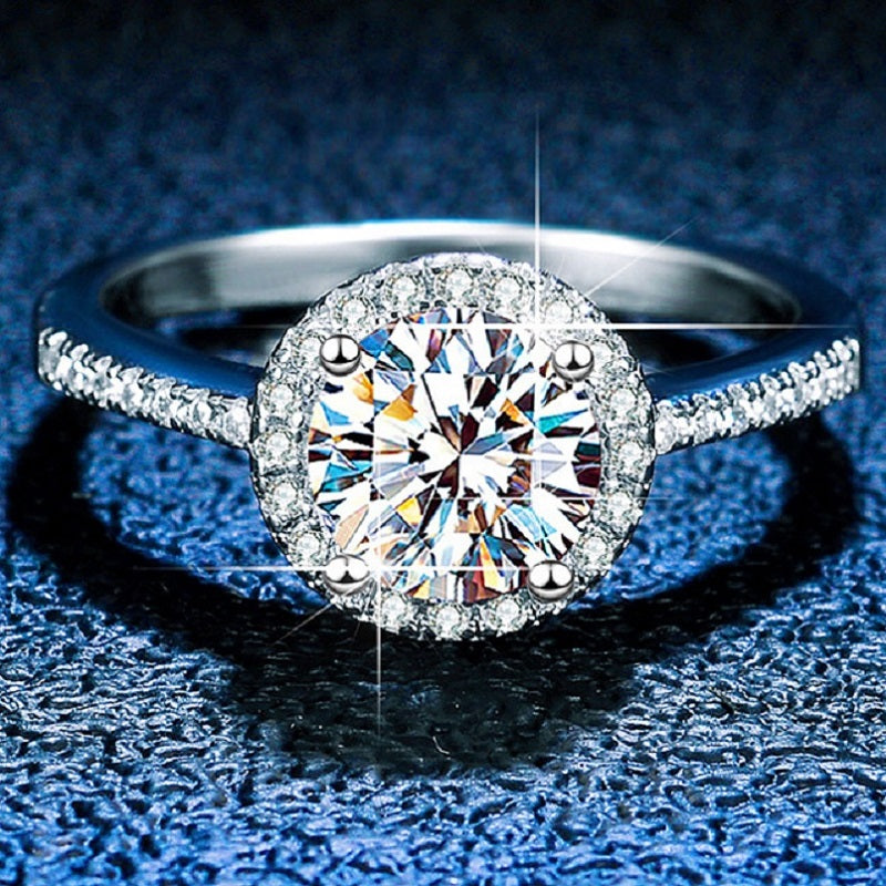 Dazzling Delights Round Brilliant Cut Moissanite Halo Ring