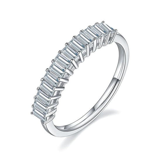 Dazzling Delights 1ct Emerald Cut Moissanite Half Eternity Ring