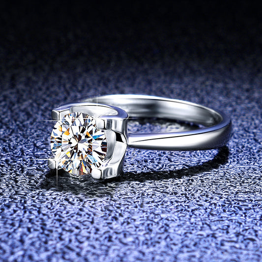 Dazzling Delights 4 Corner Prong Open Setting Solitaire Moissanite Engagement Ring