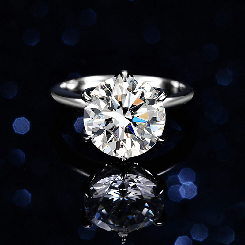 Dazzling Delights 5ct 11mm 6 Prong Solitaire Moissanite Engagement Ring