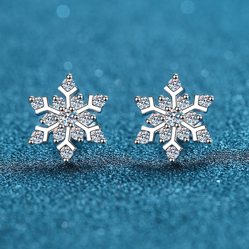 Dazzling Delights Snowflake Moissanite Stud Earrings