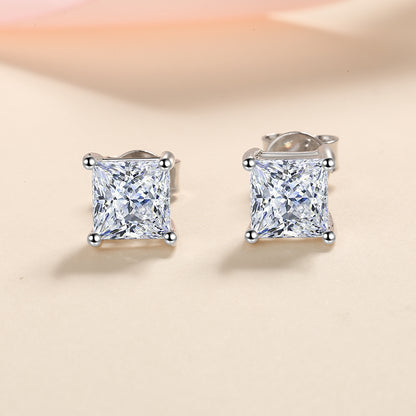 Dazzling Delights Princess Cut Moissanite Stud Earrings