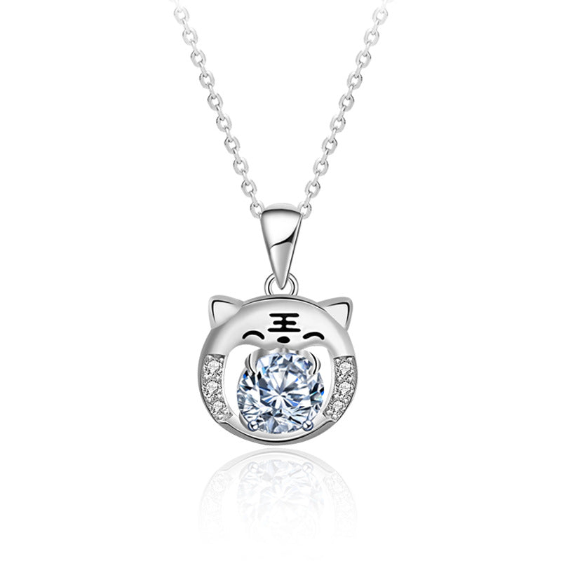 Dazzling Delights Moissanite Tiger Cat Pendant Necklace