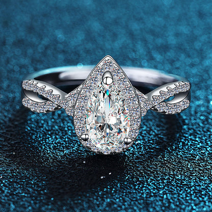 Dazzling Delights Pear Cut Moissanite Halo Ring