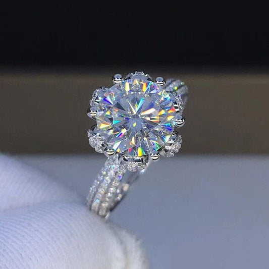 Dazzling Delights Ornate Round Brilliant Cut Moissanite Engagement Ring