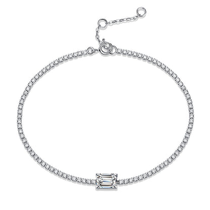 Dazzling Delights Emerald Cut Moissanite Tennis Bracelet