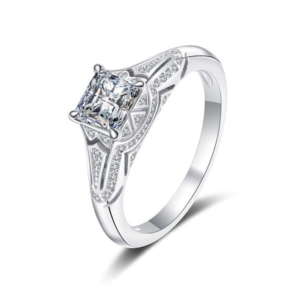 Dazzling Delights Ornate Princess Cut Moissanite Ring