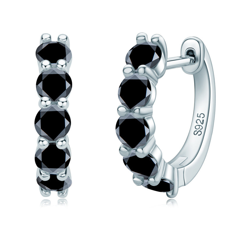 Dazzling Delights 3.5mm Black Moissanite Hoop Earrings