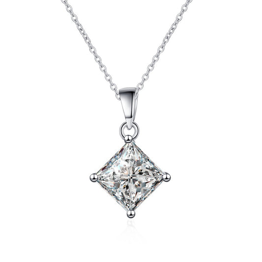 Dazzling Delights Princess Cut Moissanite Drop Pendant Necklace