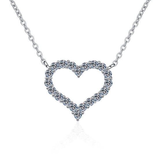 Moissanite Hollow Heart Pendant Necklace