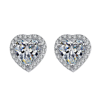 Dazzling Delights Heart Cut Moissanite Halo Stud Earrings