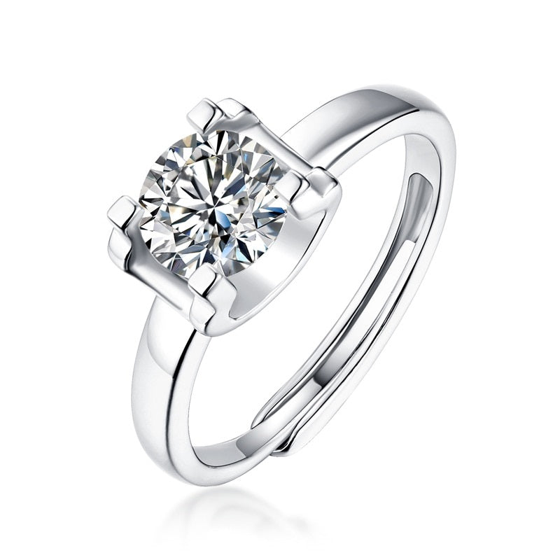 Dazzling Delights 1.0Ct Round Brilliant Cut Twinkle Stone Moissanite Adjustable Ring