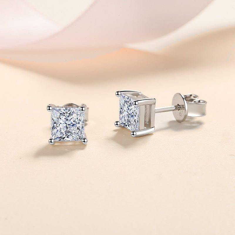 Dazzling Delights Princess Cut Moissanite Stud Earrings