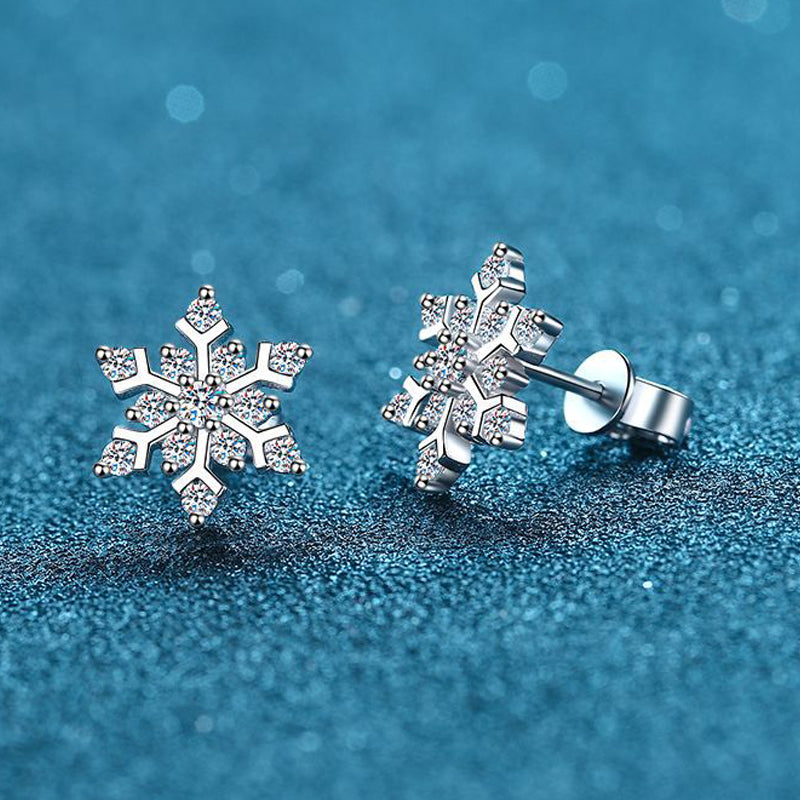 Dazzling Delights Snowflake Moissanite Stud Earrings