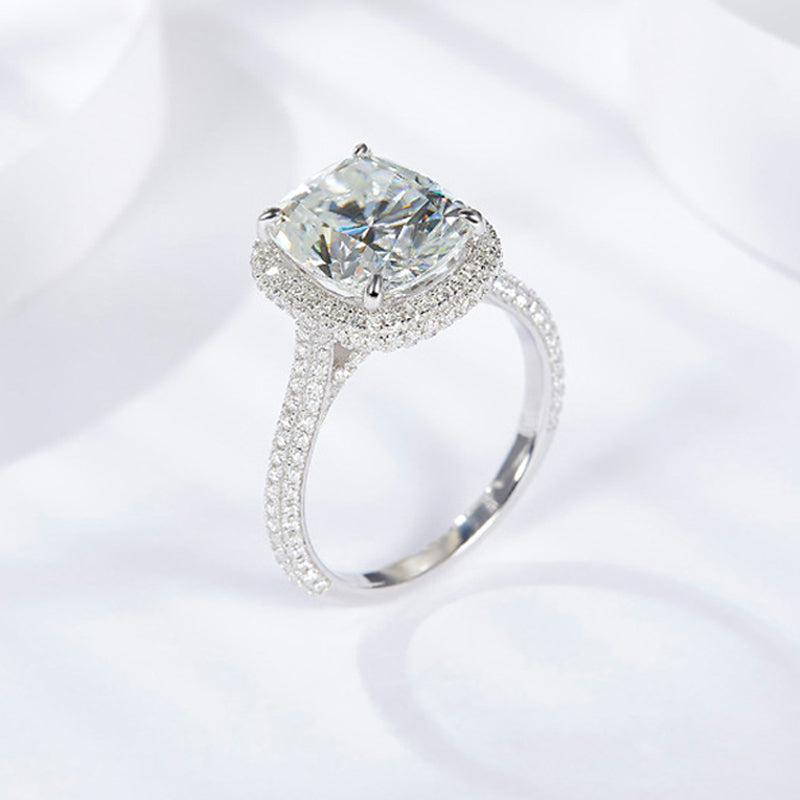 Dazzling Delights 5ct Cushion Cut Moissanite Halo Ring