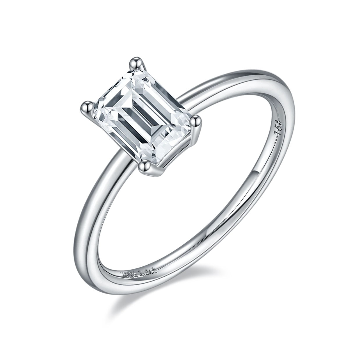 Dazzling Delights Emerald Cut Solitaire Moissanite Engagement Ring