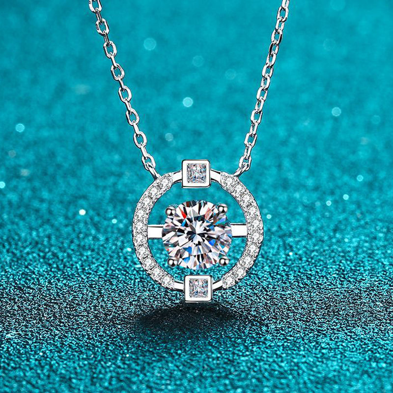 Dazzling Delights Round Brilliant Cut Moissanite Pendant Necklace