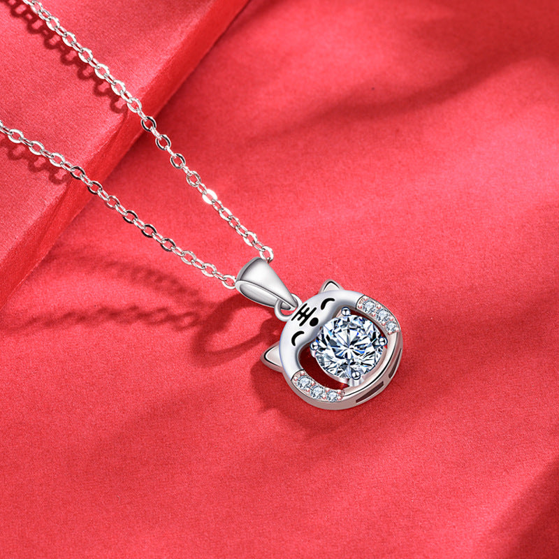 Dazzling Delights Moissanite Tiger Cat Pendant Necklace