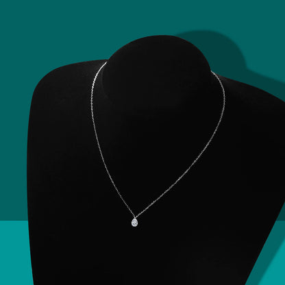 Pear Cut Moissanite Drop Pendant Necklace