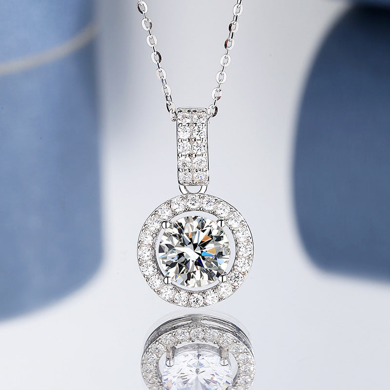 Dazzling Delights Moissanite Halo Pendant Necklace