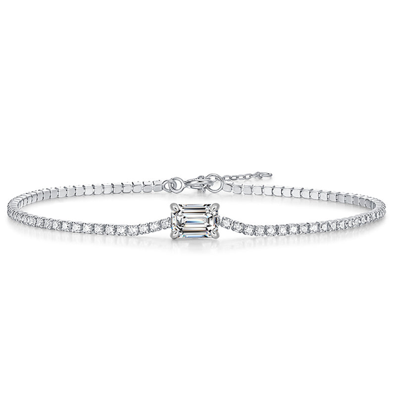 Dazzling Delights Emerald Cut Moissanite Tennis Bracelet