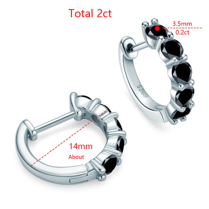 Dazzling Delights 3.5mm Black Moissanite Hoop Earrings