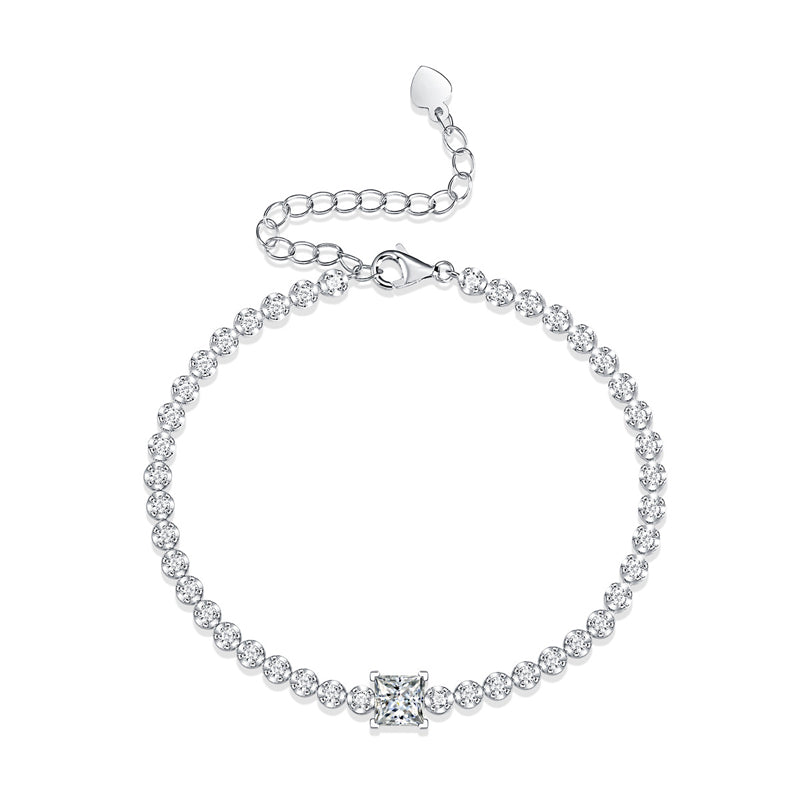 Dazzling Delights Princess Cut Moissanite Tennis Bracelet