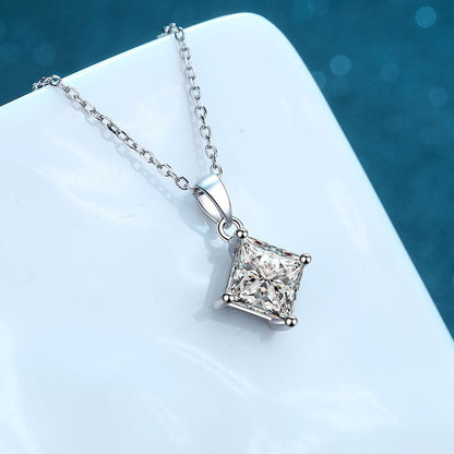 Dazzling Delights Princess Cut Moissanite Drop Pendant Necklace