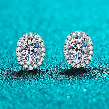 Dazzling Delights Oval Cut Moissanite Halo Stud Earrings