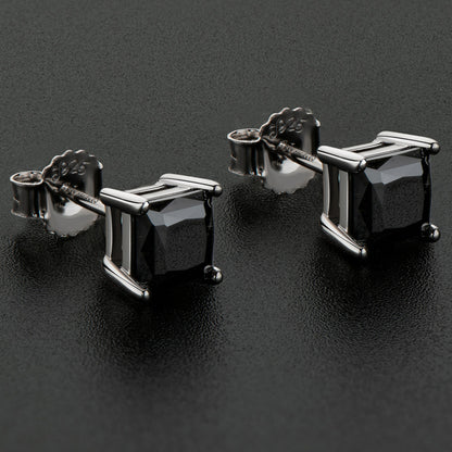 Dazzling Delights Princess Cut Black Moissanite Stud Earrings