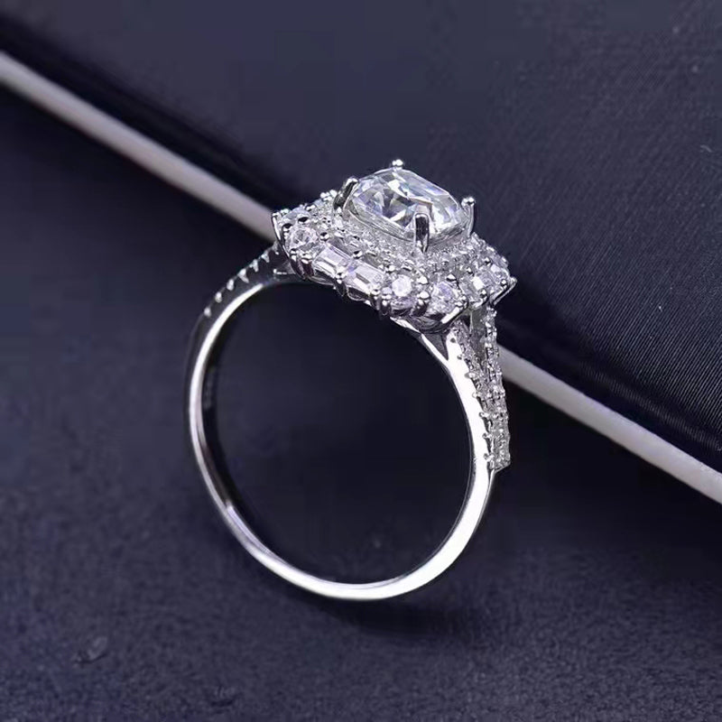 Dazzling Delights Asscher Cut Moissanite Halo Ring