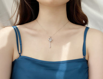 Dazzling Delights Moissanite Key Pendant Necklace