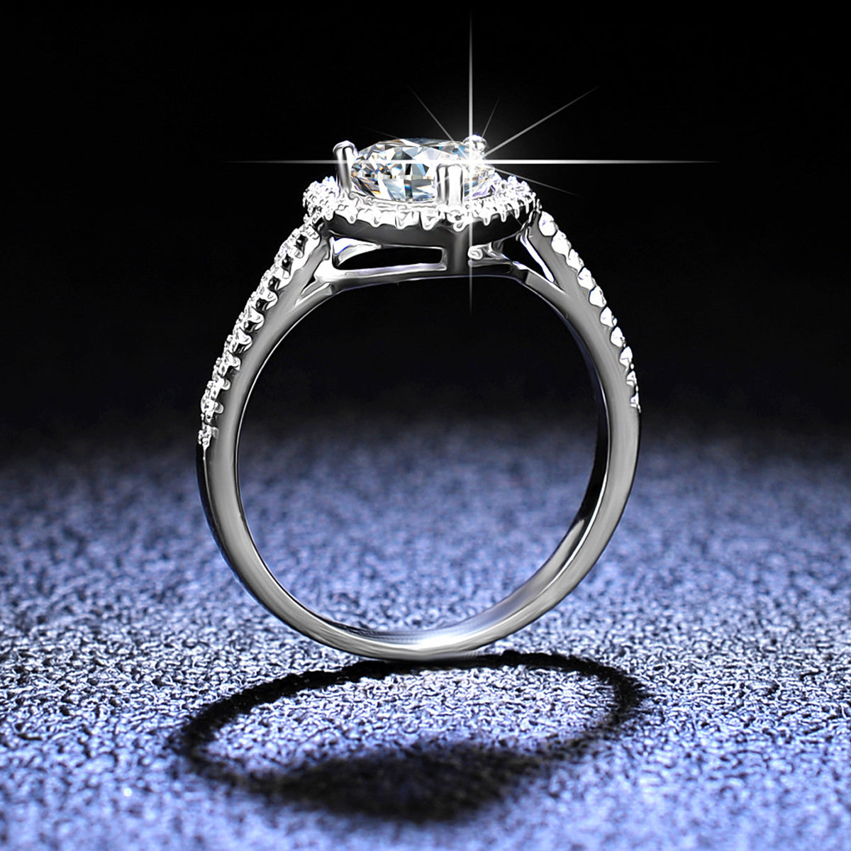 Dazzling Delights Round Brilliant Cut Moissanite Heart Halo Ring