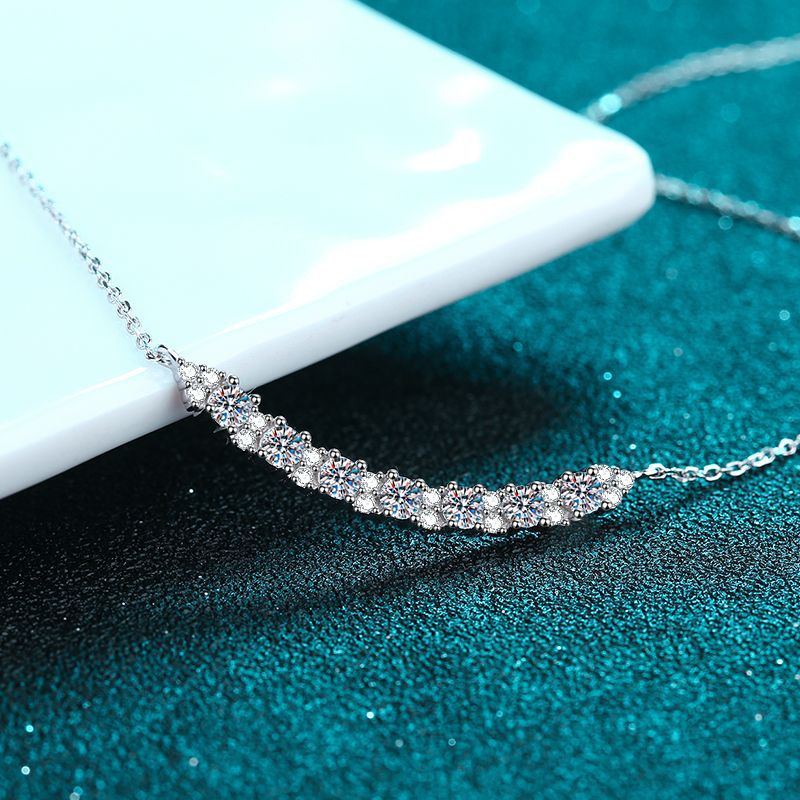 Dazzling Delights Moissanite Smile Pendant Necklace