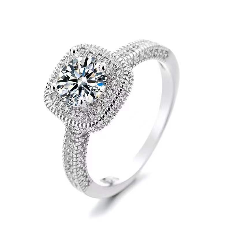 Dazzling Delights Ornate Round Brilliant Cut Moissanite Halo Ring